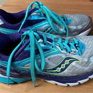 Saucony Power Grid 8 - Running Shoes- Gray, Purple and Teal- Women’s Size 8